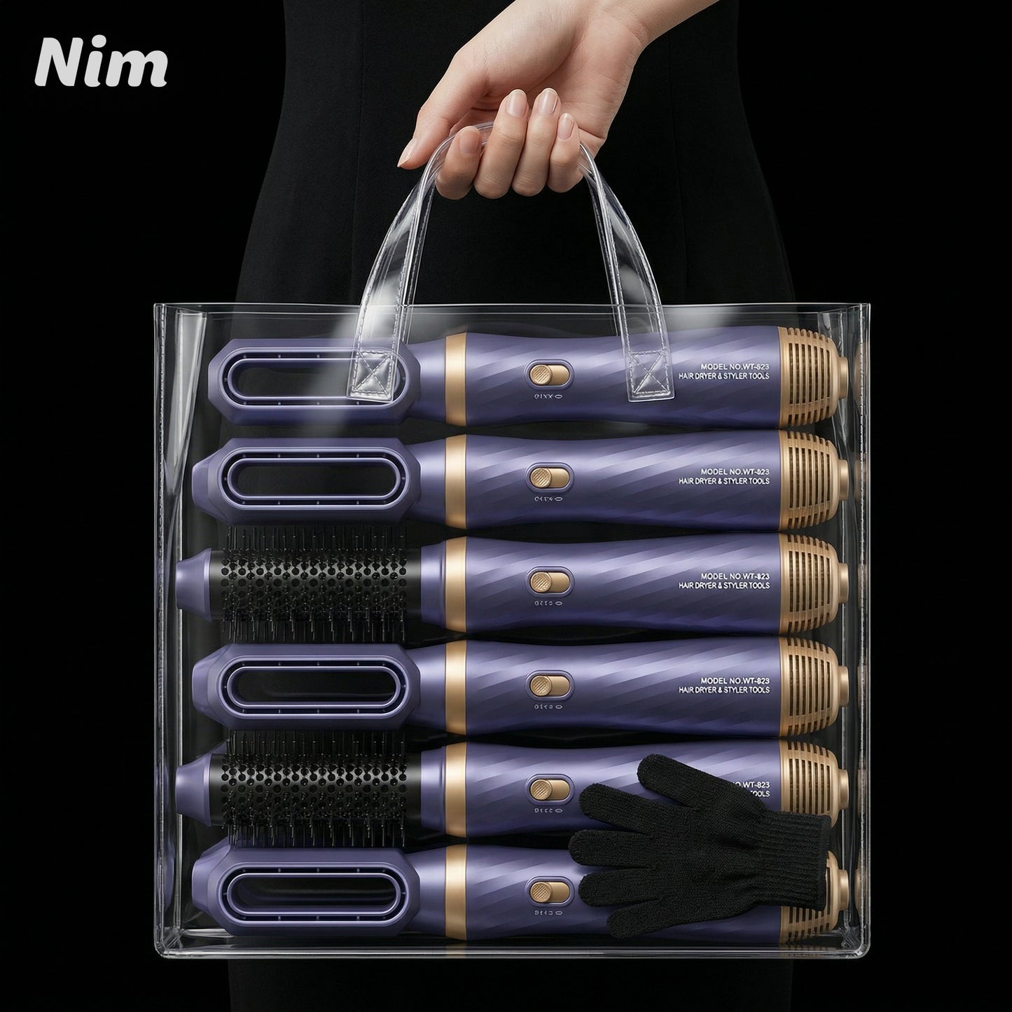 Hair Dryer Brush, 5 in 1 Detachable Blow Dryer Brush, Negative Ionic Hot Air Brush, Hair Styling Tool Set, Round Hot Air Straightener Brush Volumizer,Thermal Brush, Air Curler Wand